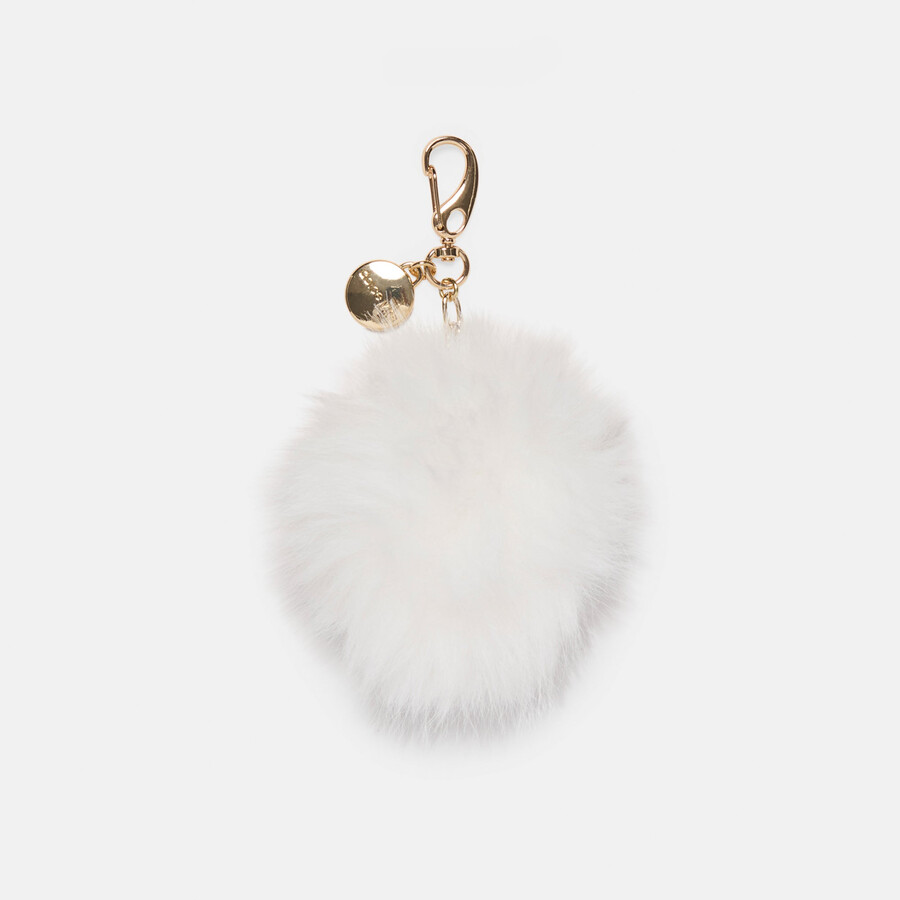 pom pom plush bag charm white