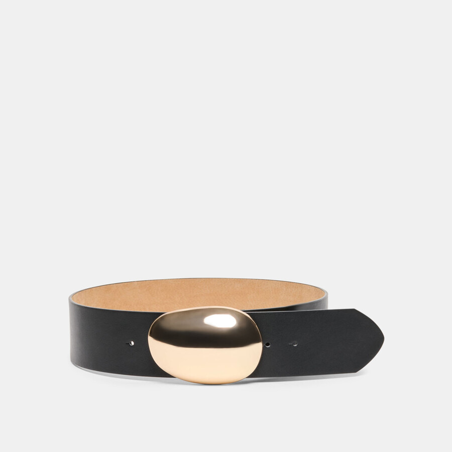bubble buckle belt black gold