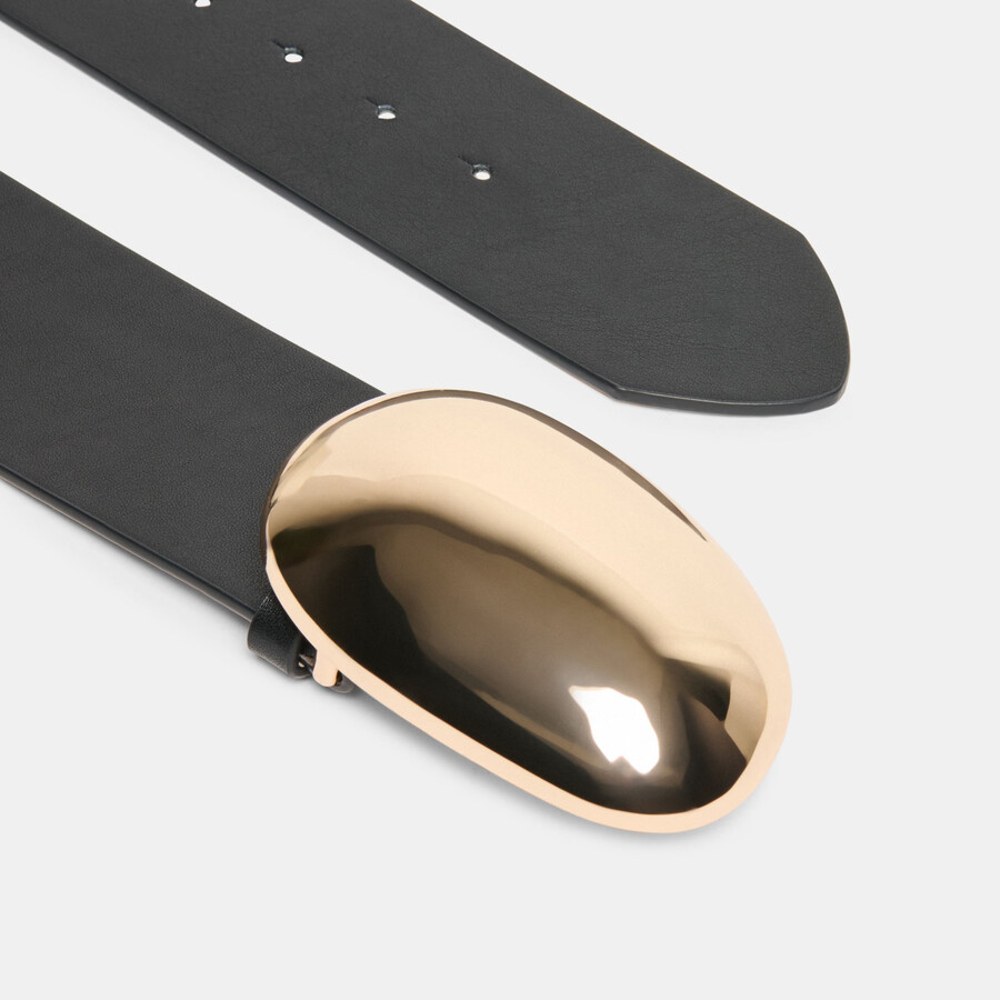 bubble buckle belt black gold
