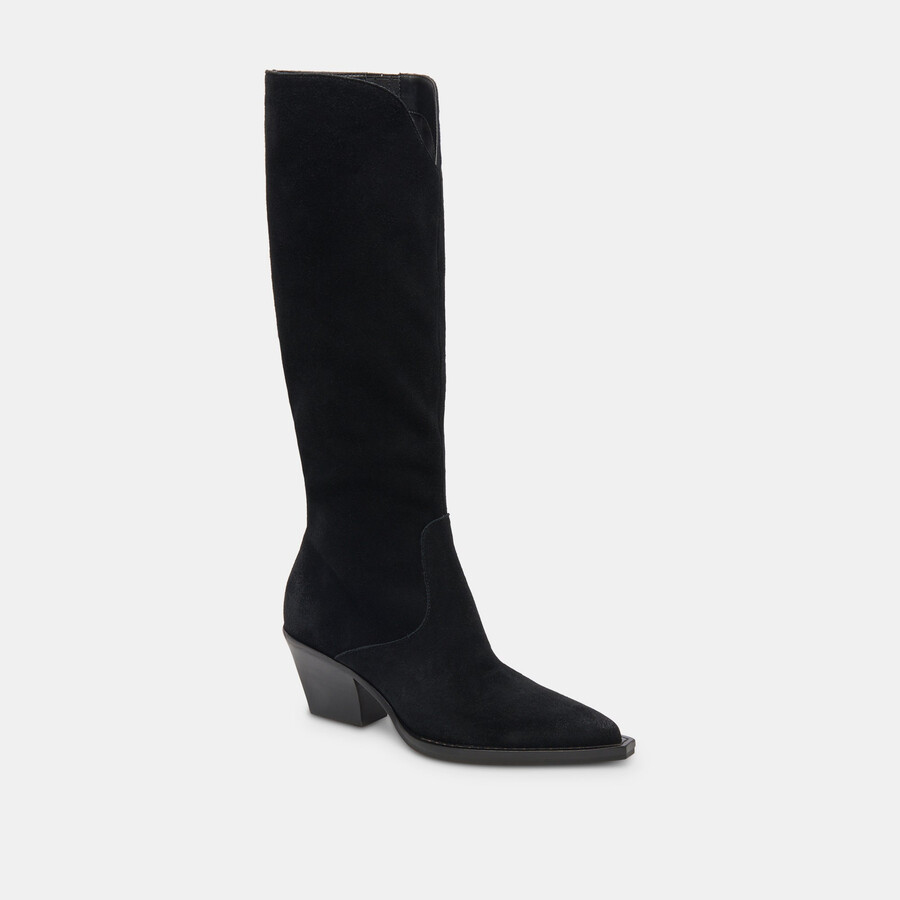 raj wide calf boots onyx suede
