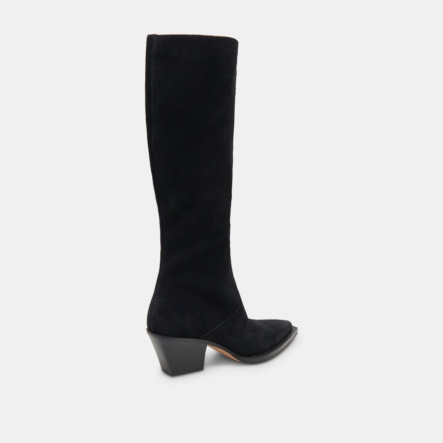 raj wide calf boots onyx suede