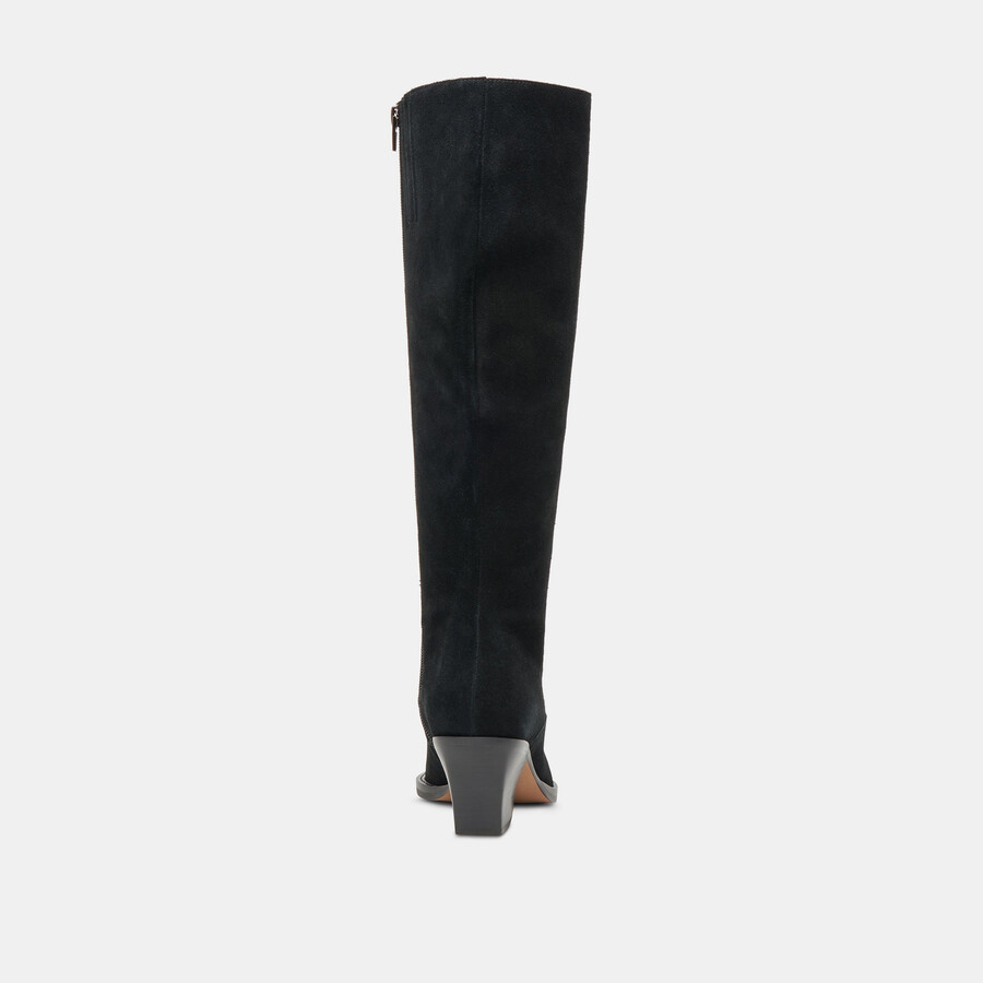 raj wide calf boots onyx suede