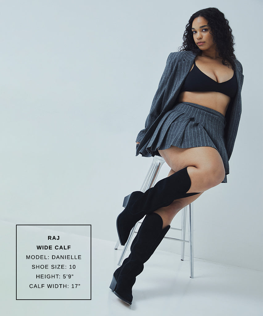 raj wide calf boots onyx suede