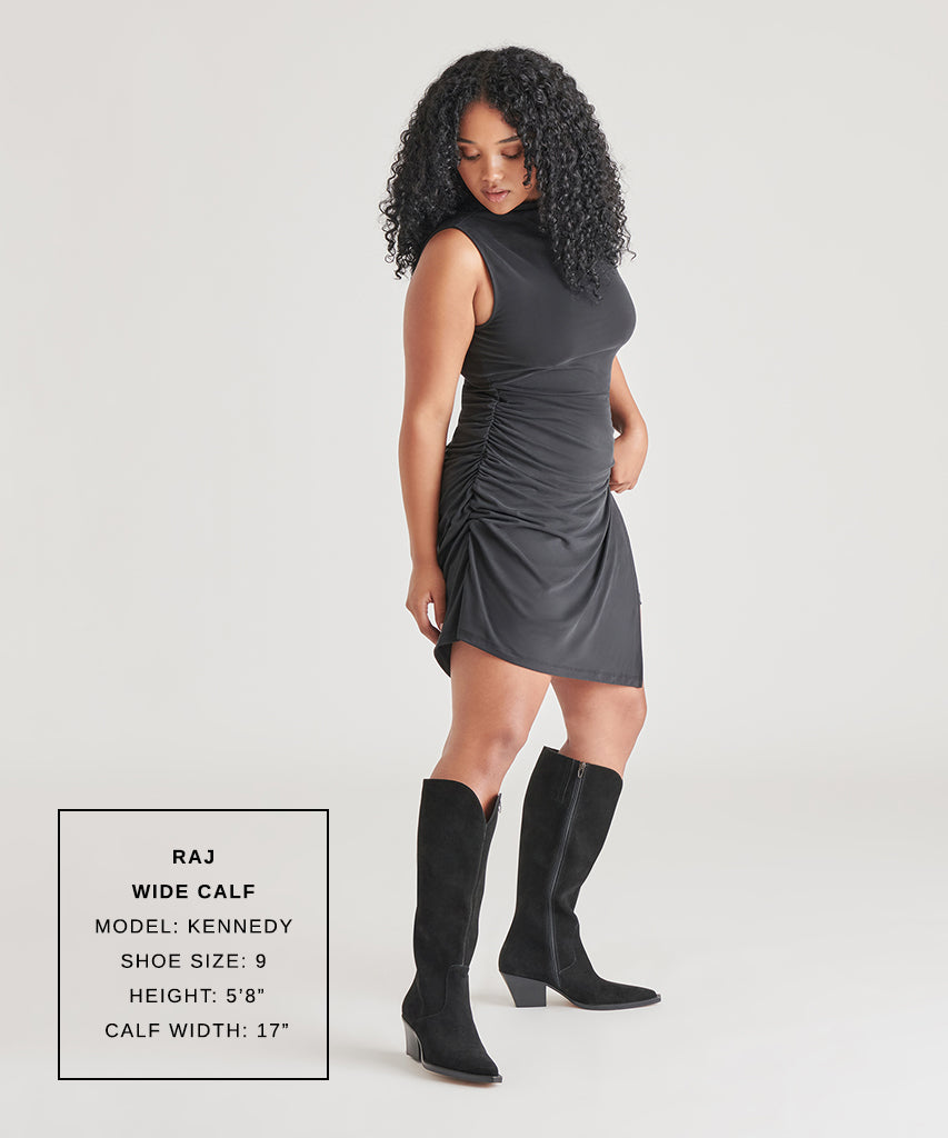 raj wide calf boots onyx suede