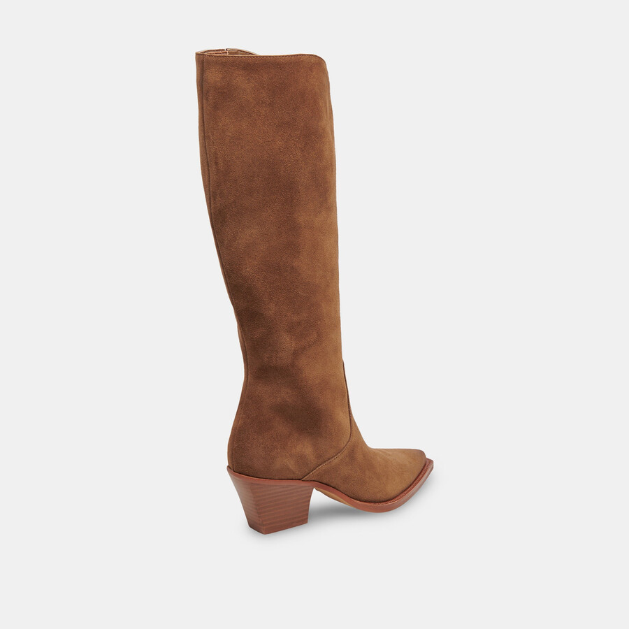 raj wide calf boots brown suede