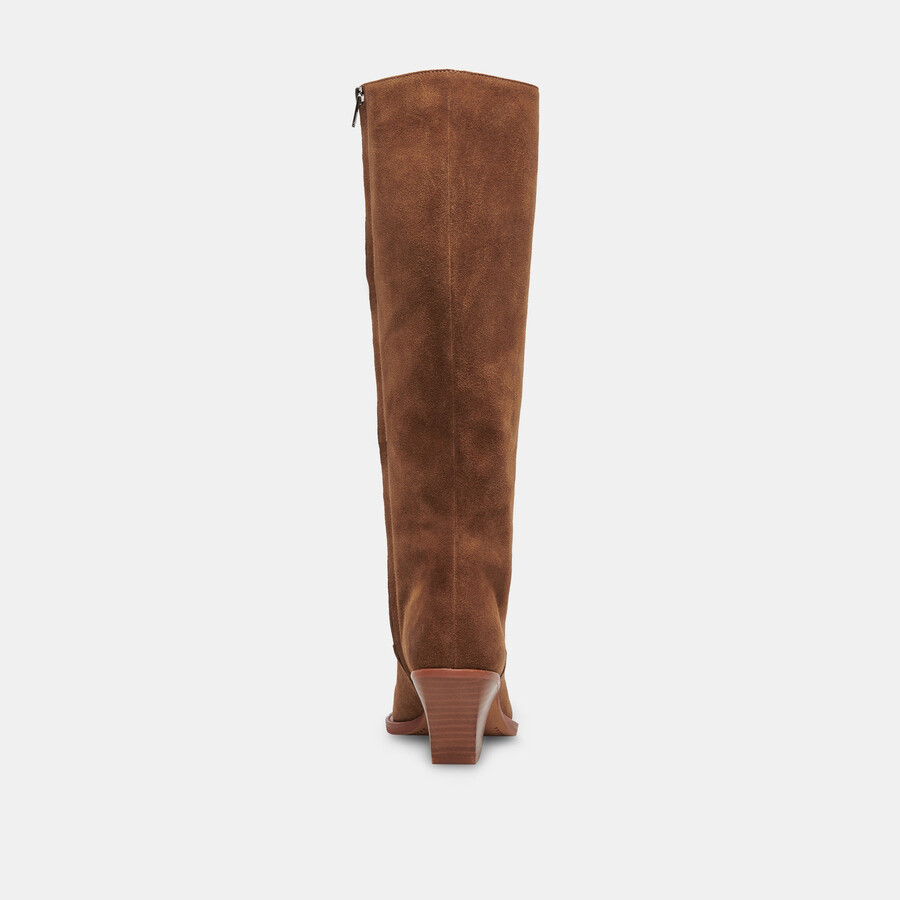 raj wide calf boots brown suede