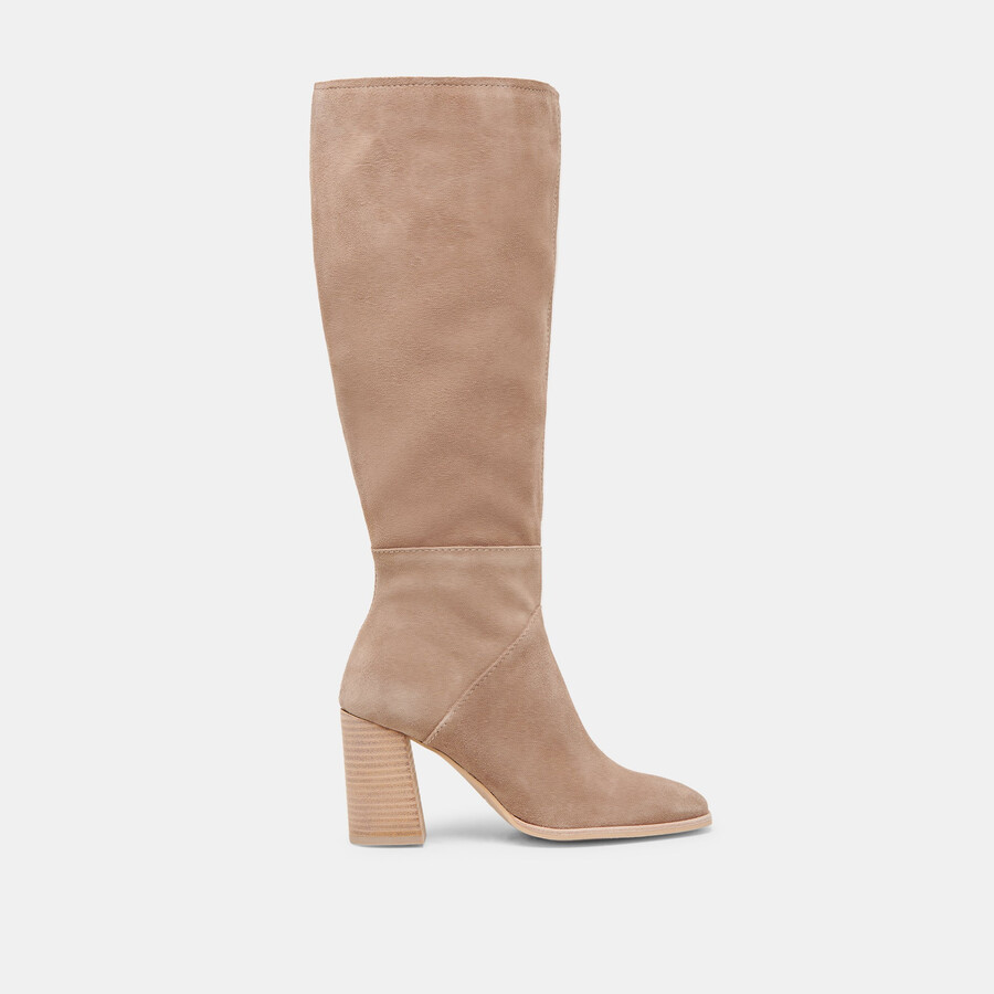 fynn wide calf boots truffle suede