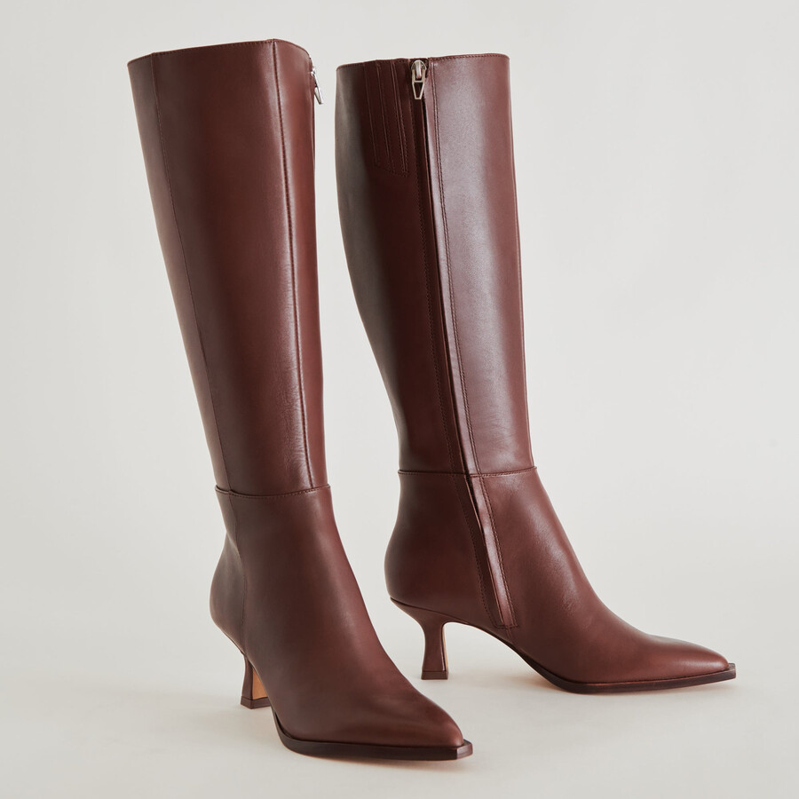 auggie wide calf boots chocolate leather