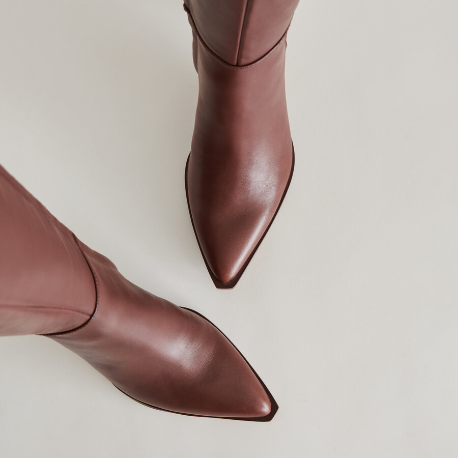 auggie wide calf boots chocolate leather