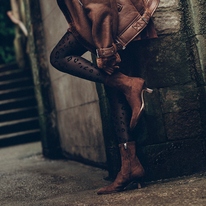 arya boots dk brown stella suede