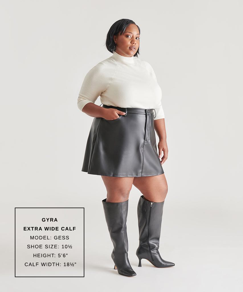 gyra extra wide calf boots black leather