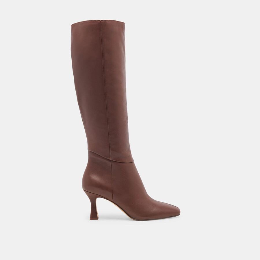 gyra extra wide calf boots chocolate leather