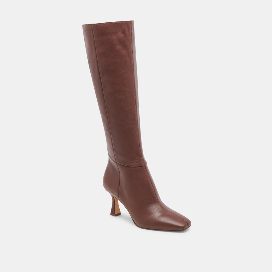 gyra extra wide calf boots chocolate leather