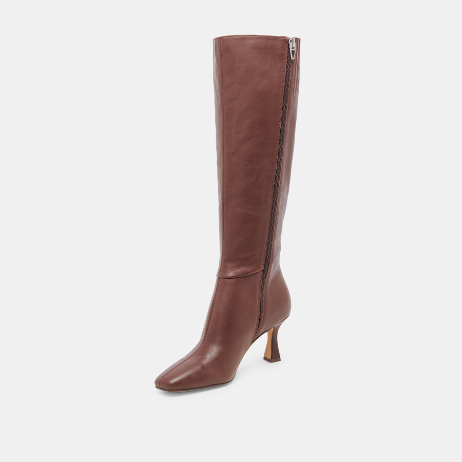 gyra extra wide calf boots chocolate leather