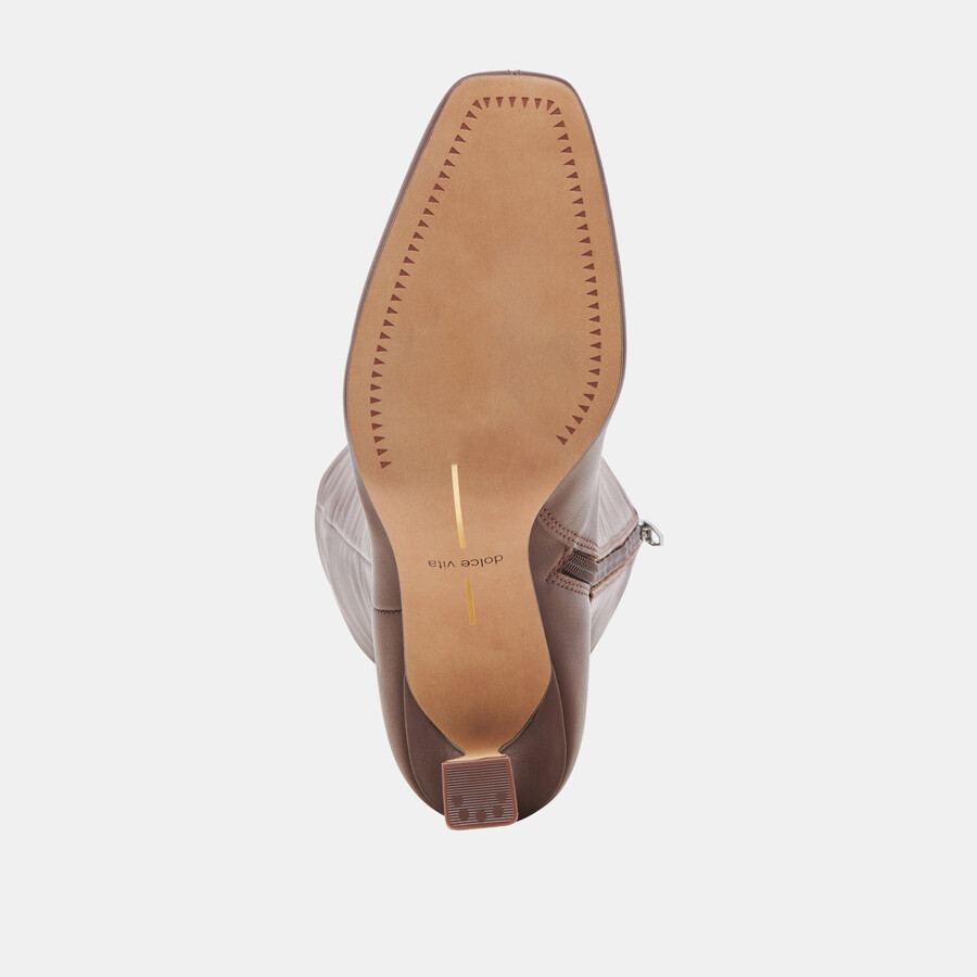 gyra wide calf boots chocolate leather
