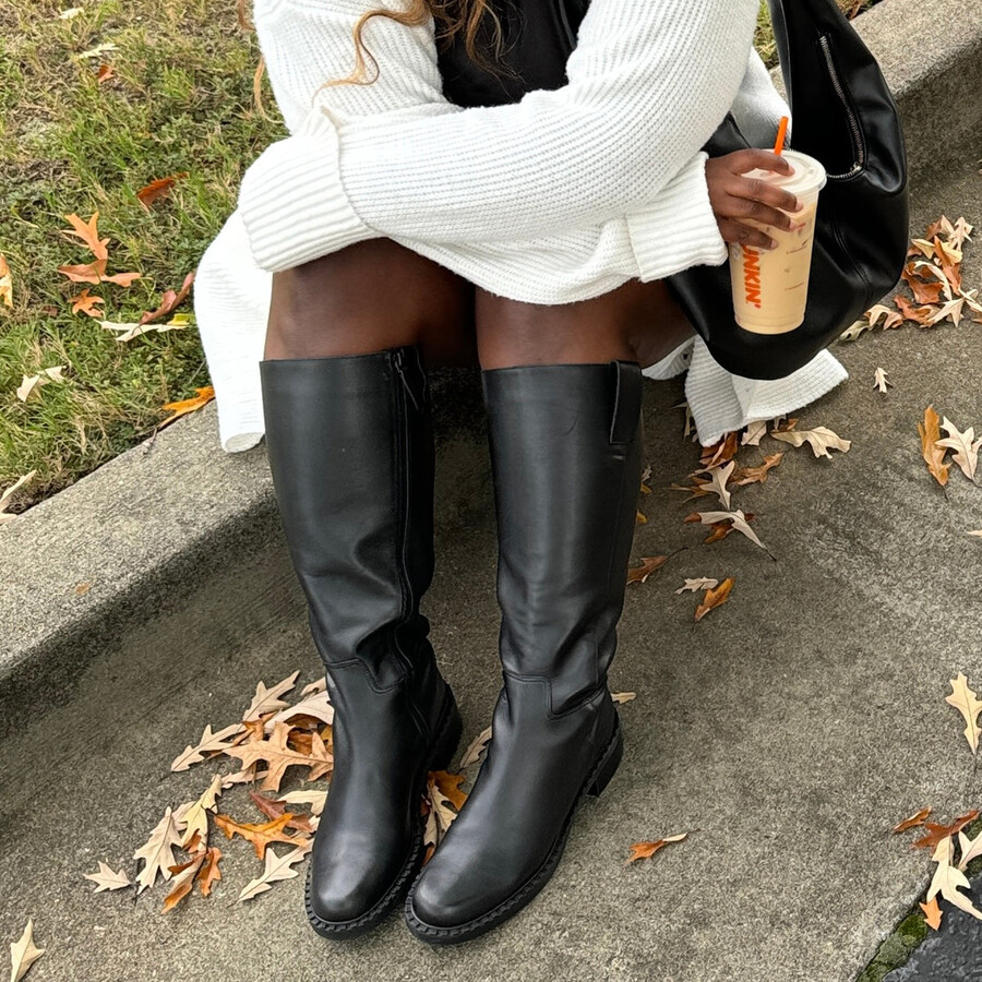 glory h2o wide calf boots black leather