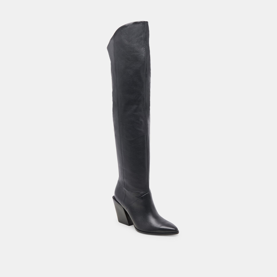 lupin wide calf boots black leather