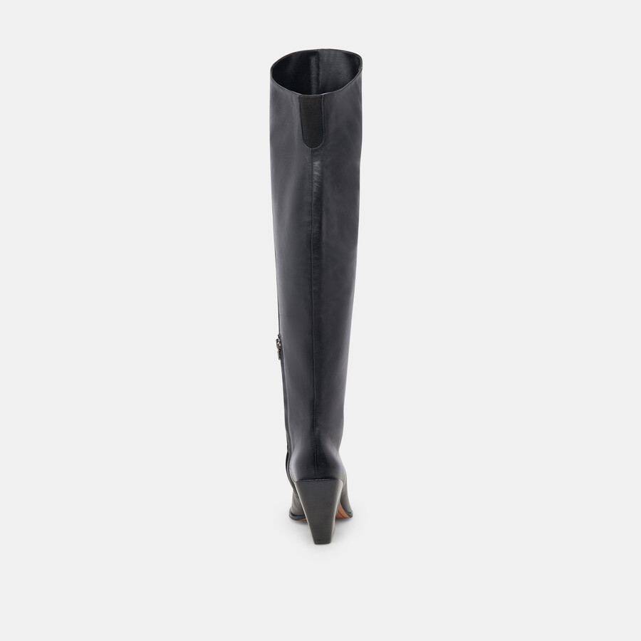 lupin wide calf boots black leather