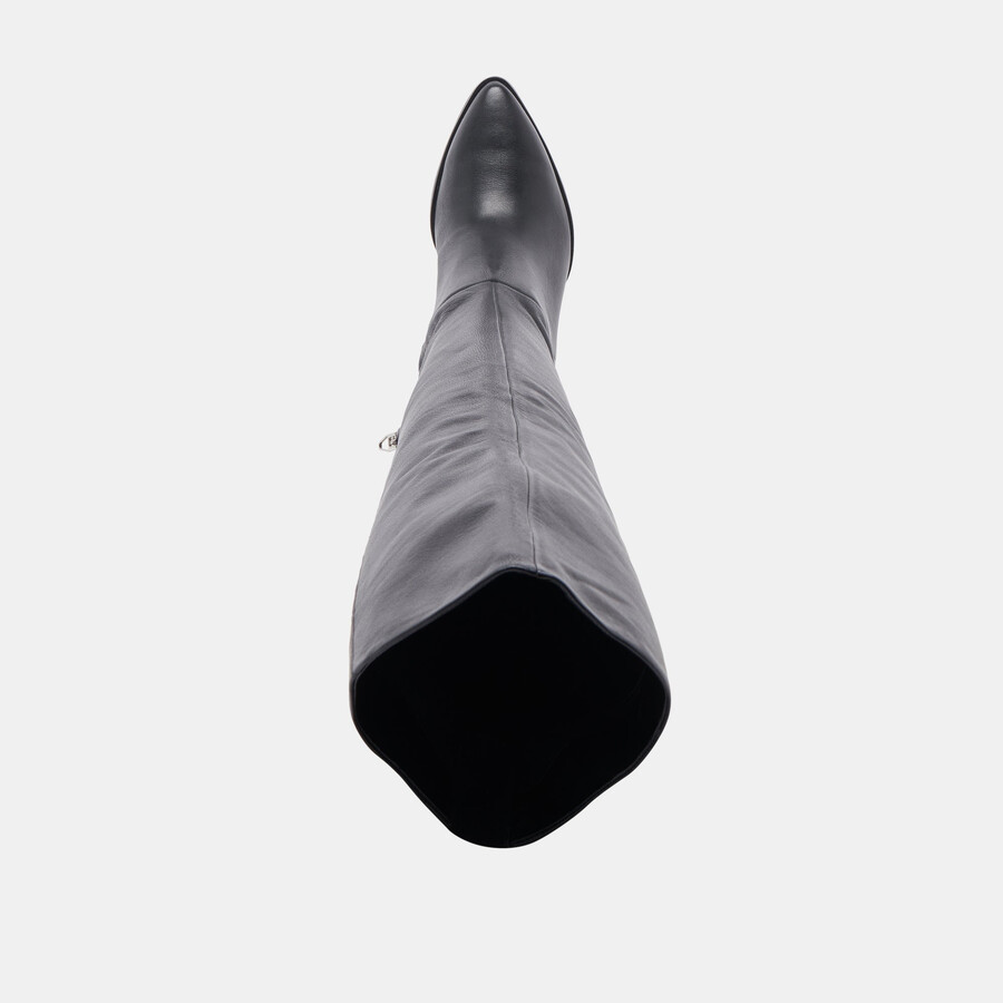 lupin wide calf boots black leather
