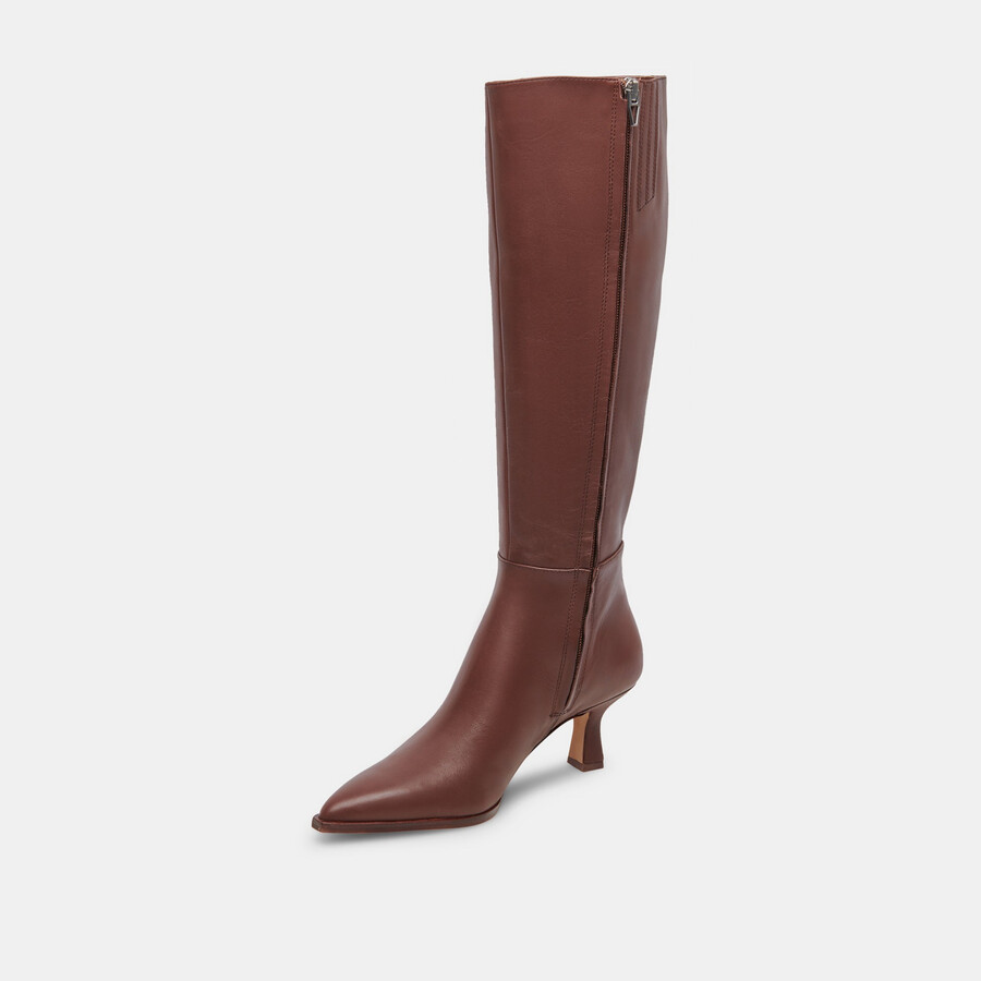 auggie extra wide calf boots chocolate leather