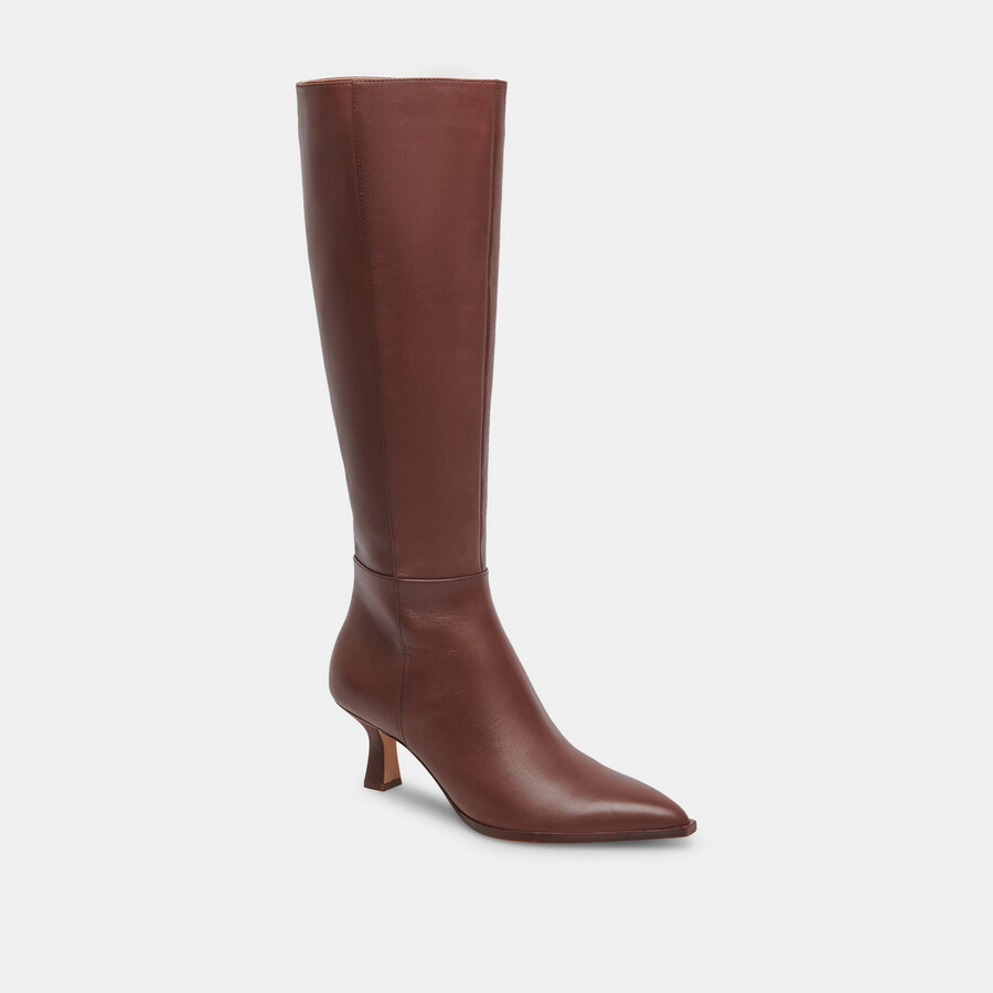 auggie extra wide calf boots chocolate leather