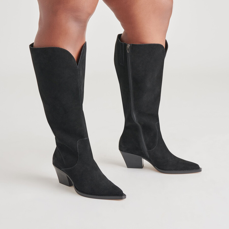 raj extra wide calf boots onyx suede
