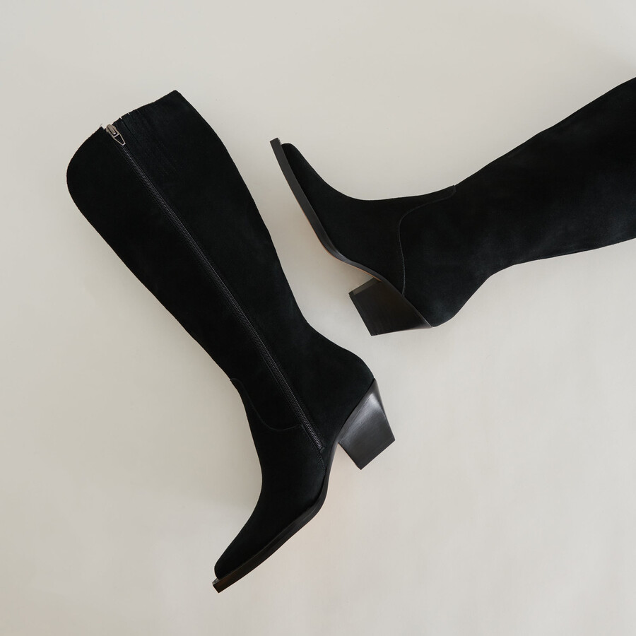 raj extra wide calf boots onyx suede