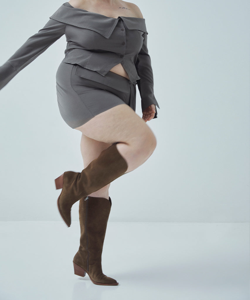 raj extra wide calf boots brown suede