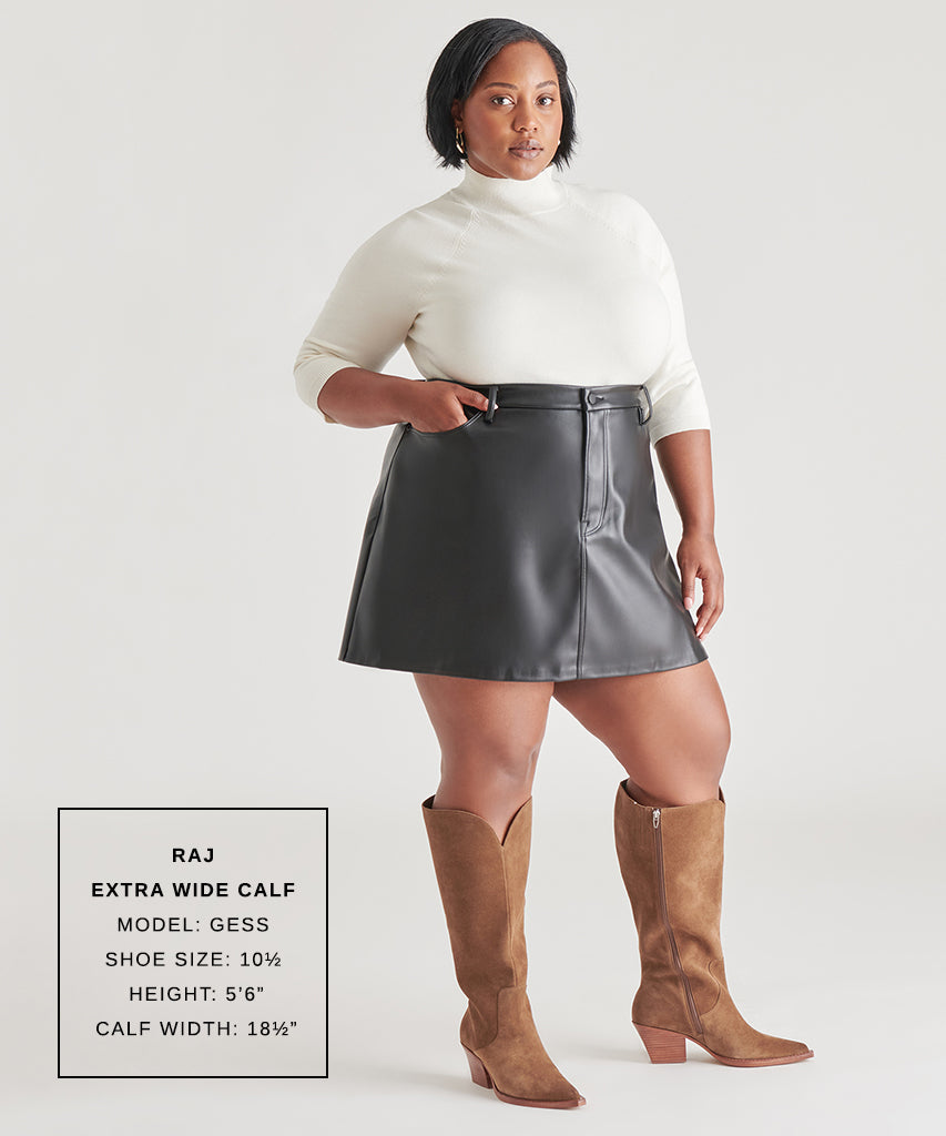 raj extra wide calf boots brown suede