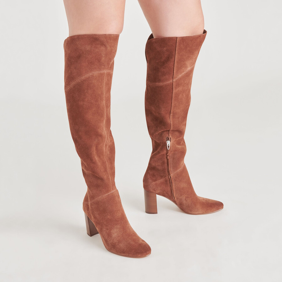 sury boots dark saddle suede