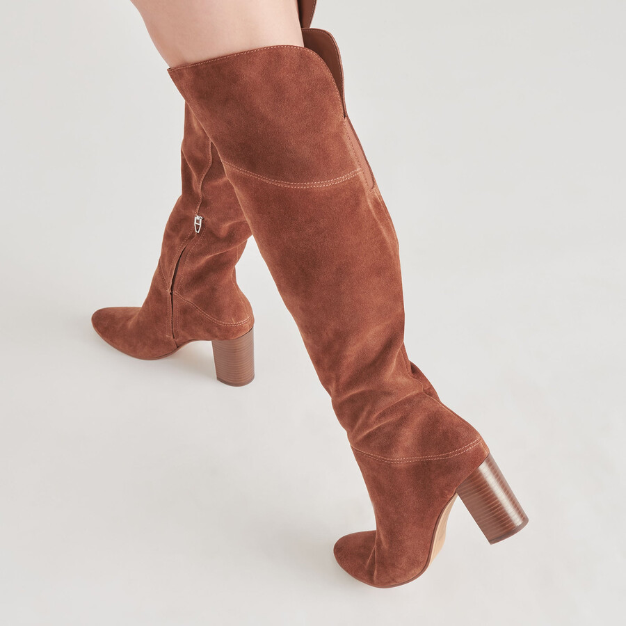 sury boots dark saddle suede