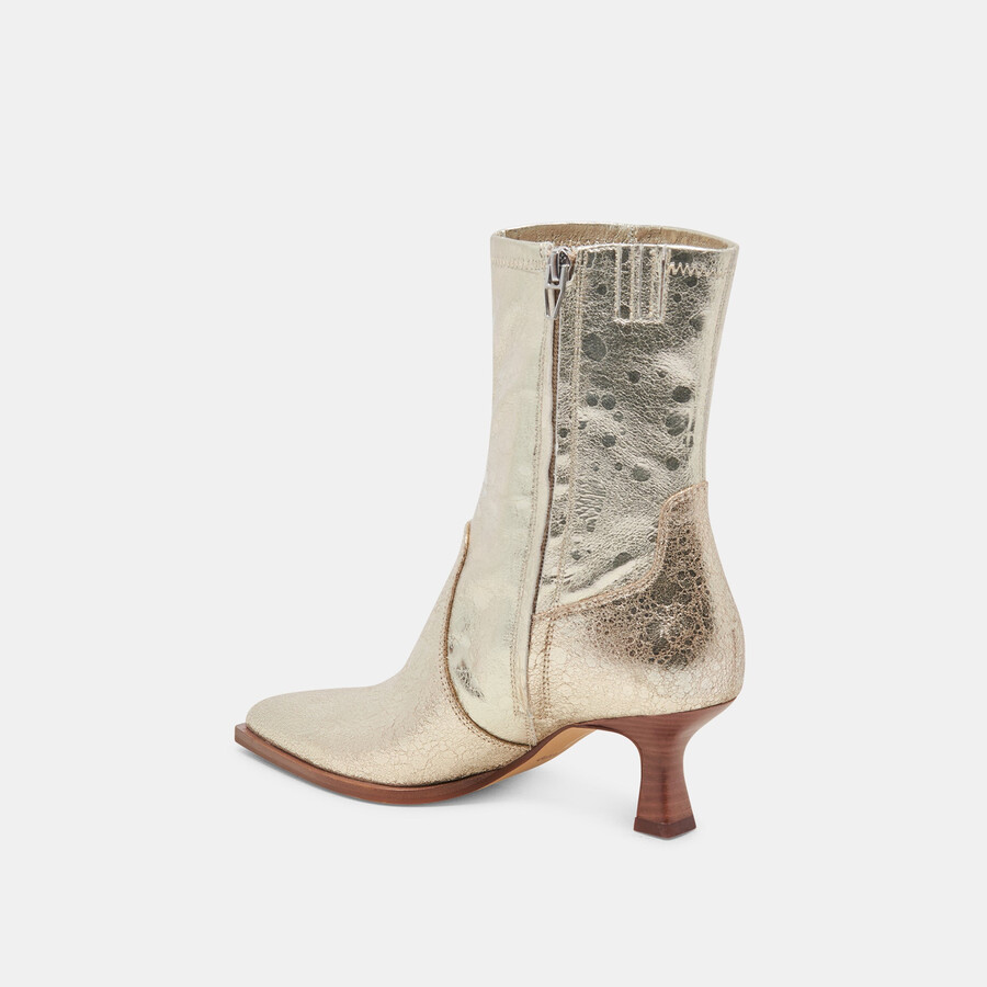 arya wide calf boots light gold distressed leather