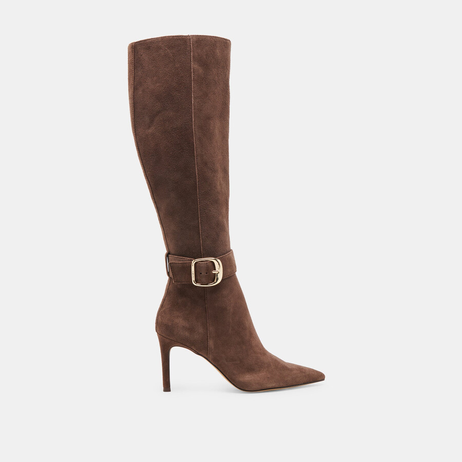 kinzy boots dk brown suede