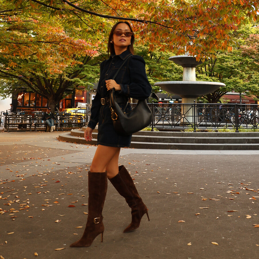 kinzy boots dk brown suede