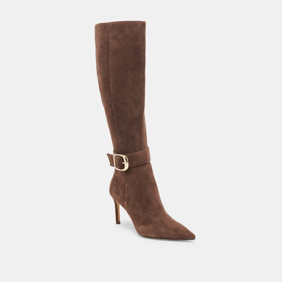 kinzy boots dk brown suede