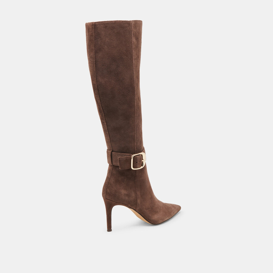 kinzy boots dk brown suede