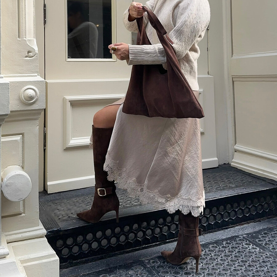 kinzy boots dk brown suede