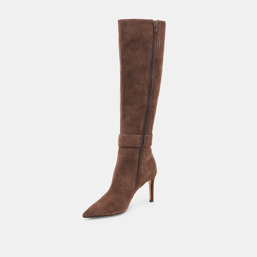 kinzy boots dk brown suede