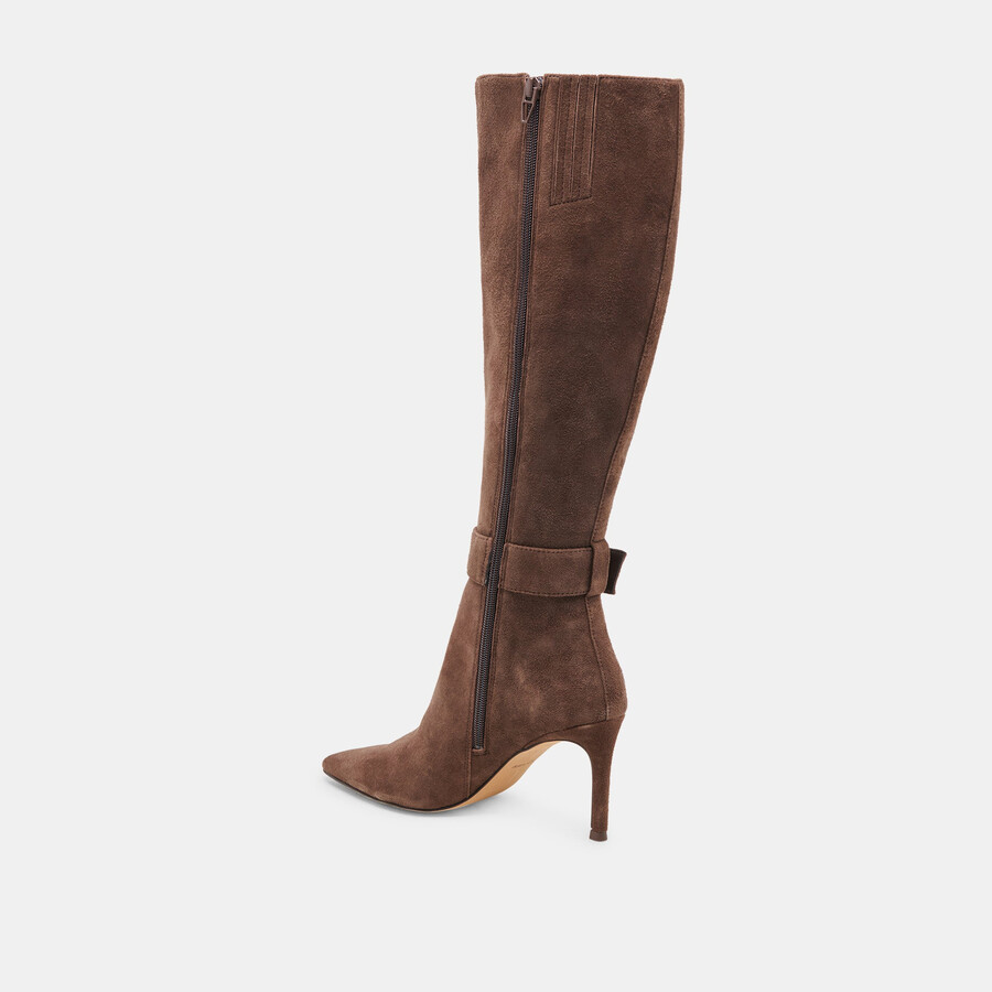 kinzy boots dk brown suede