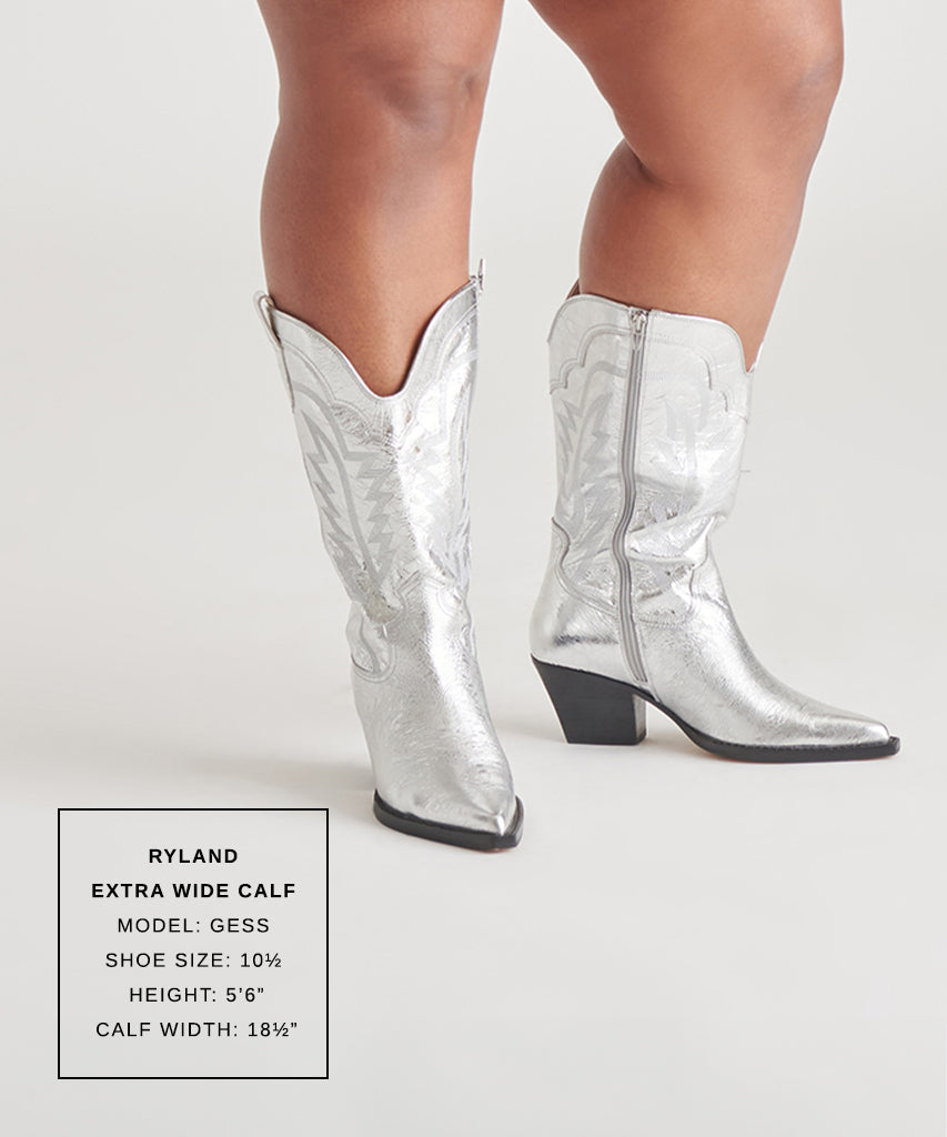 ryland extra wide calf boots silver distressed leather