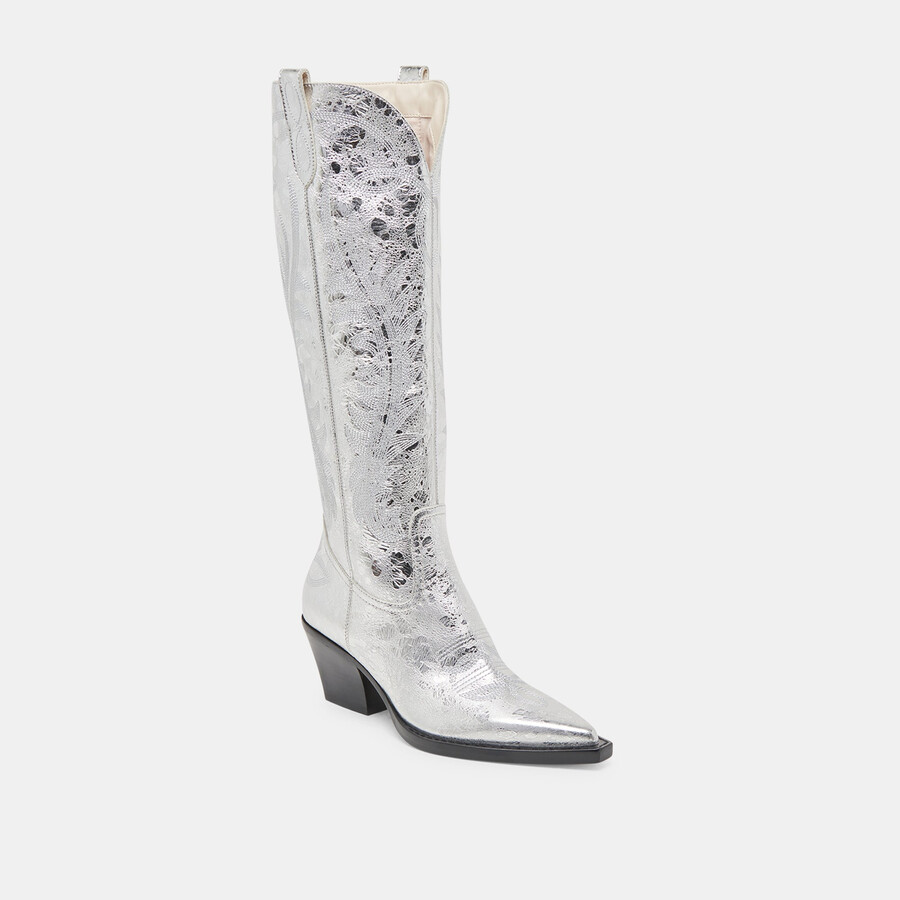 ryatt boots silver distressed leather