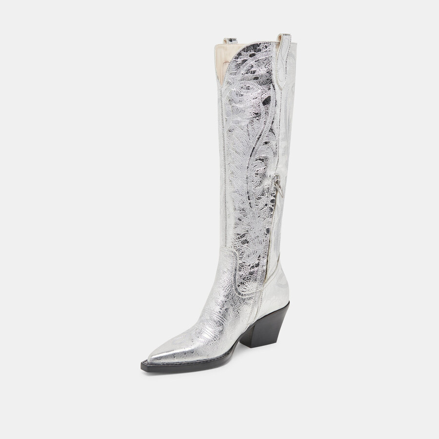 ryatt boots silver distressed leather