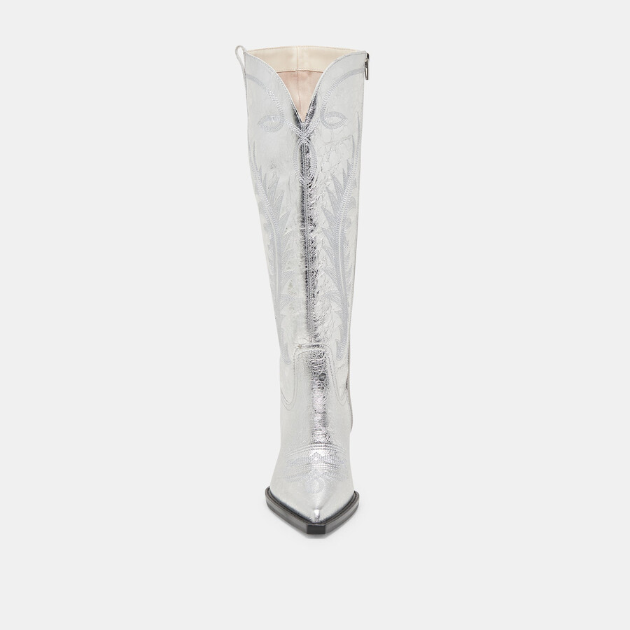 ryatt extra wide calf boots silver distressed leather