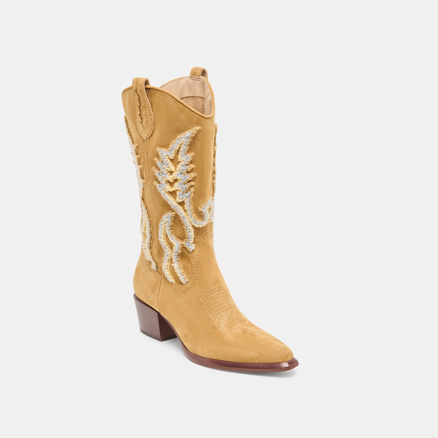 vila boots caramel suede