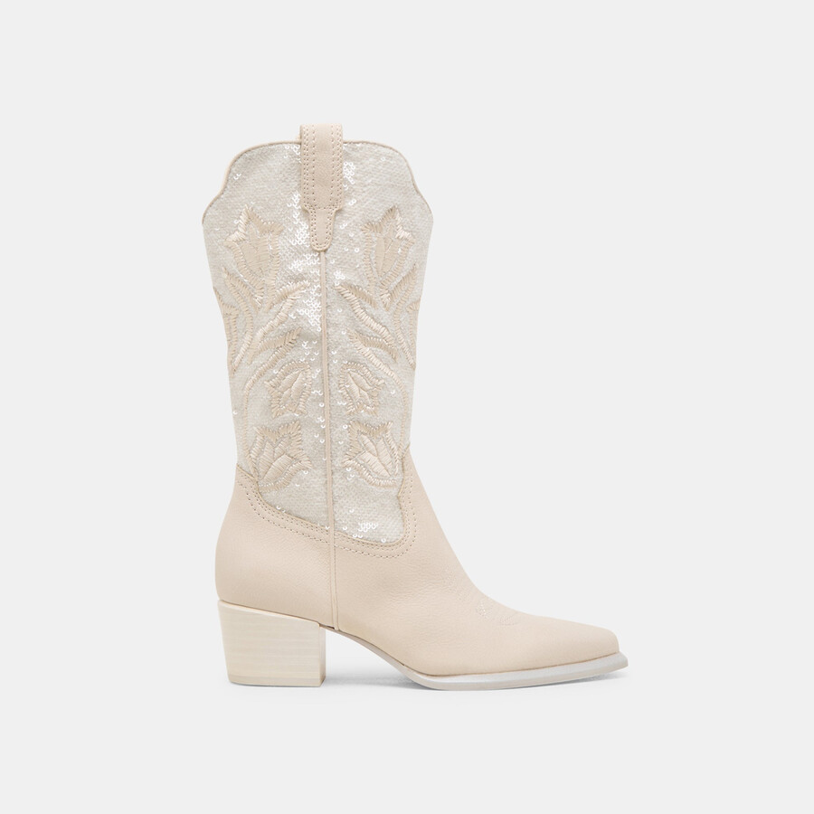 vorah pearl boots creme sequin