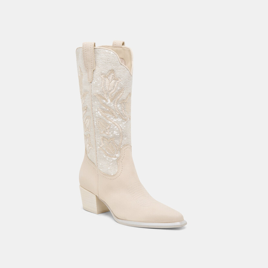vorah pearl boots creme sequin