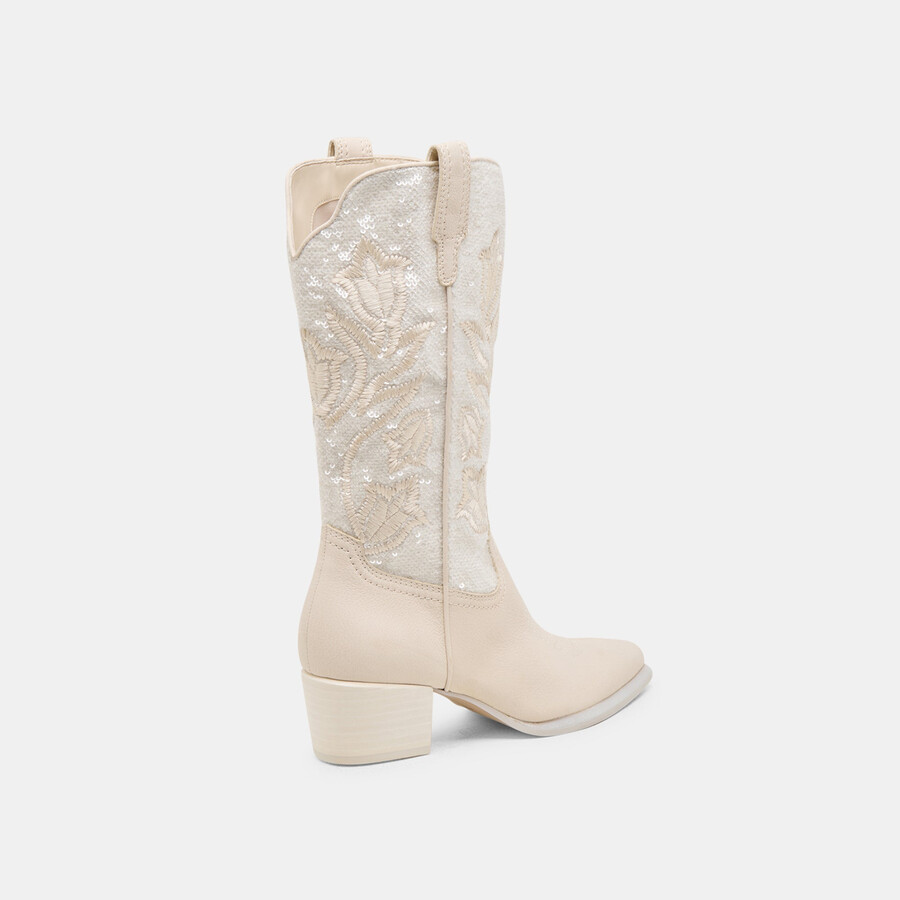 vorah pearl boots creme sequin