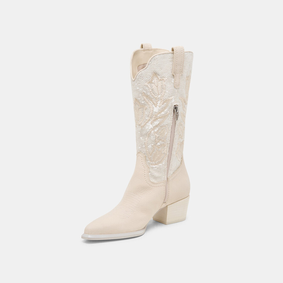 vorah pearl boots creme sequin
