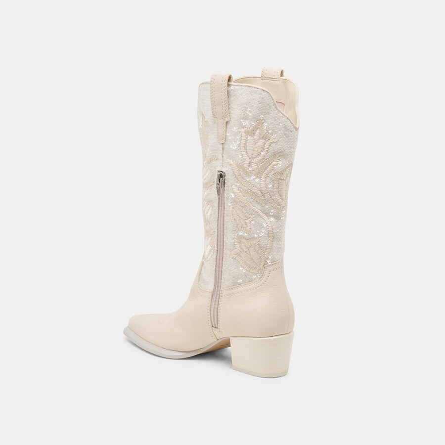 vorah pearl boots creme sequin