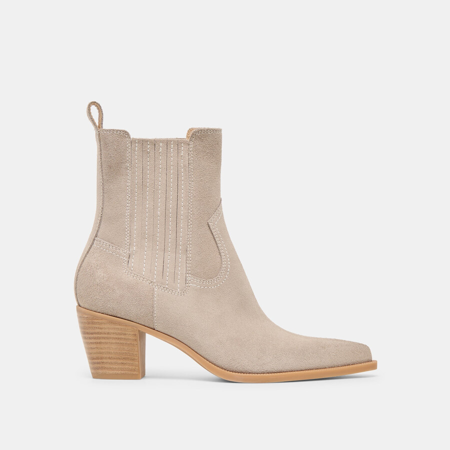 slim booties taupe suede